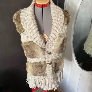 Jessica Simpson Faux Fur/Knit Sweater Vest